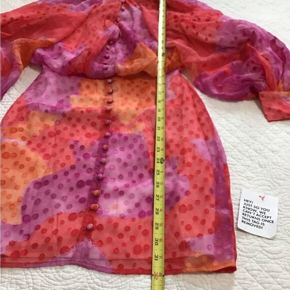 ASOS DESIGN Button Through Blouson Sleeve Mini Dress New Size 0 - Picture 5 of 9